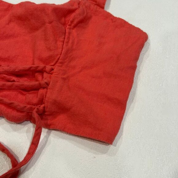 Abercrombie & Fitch Red Crop Top Size L Lace-Up Corset Style - Picture 4 of 6